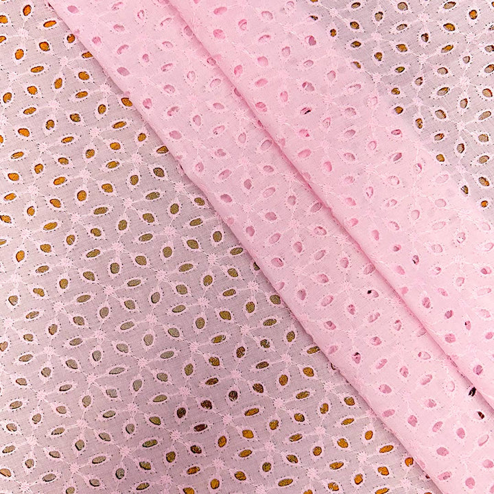 Baby Pink Embroidered Cotton Hakoba Fabric
