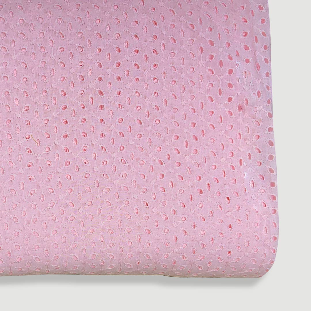 Baby Pink Embroidered Cotton Hakoba Fabric