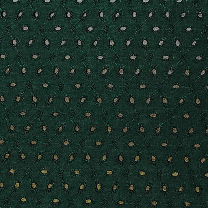 Dark Green Embroidered Cotton Hakoba Fabric