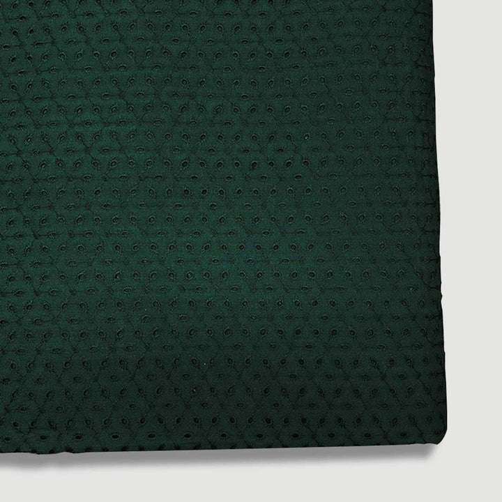 Dark Green Embroidered Cotton Hakoba Fabric