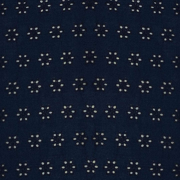 Navy Blue Embroidered Cotton Heavy Hakoba Fabric
