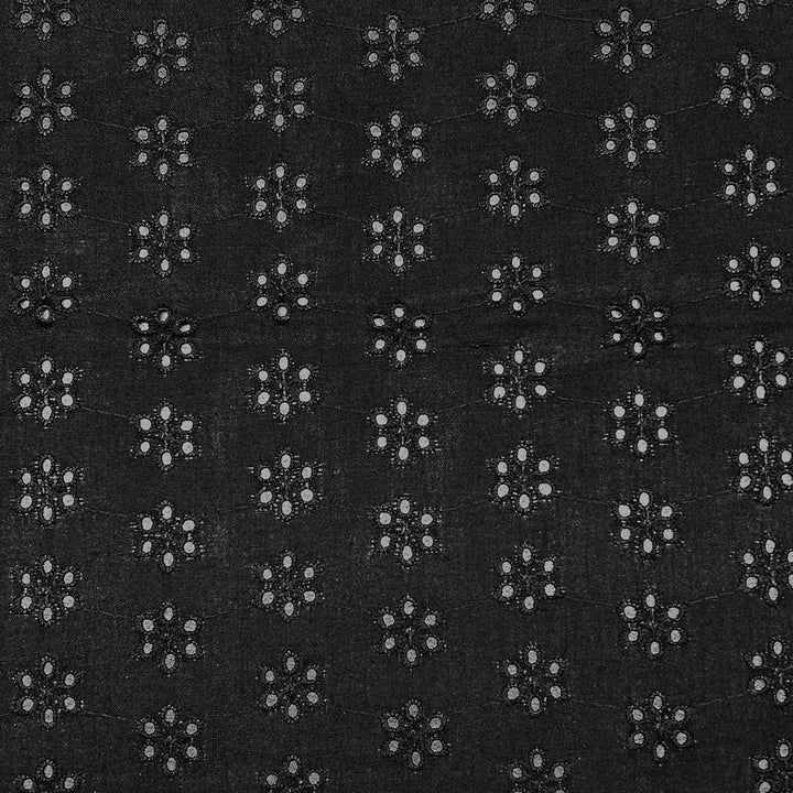 Black Shade Embroidered Cotton Heavy Hakoba Fabric