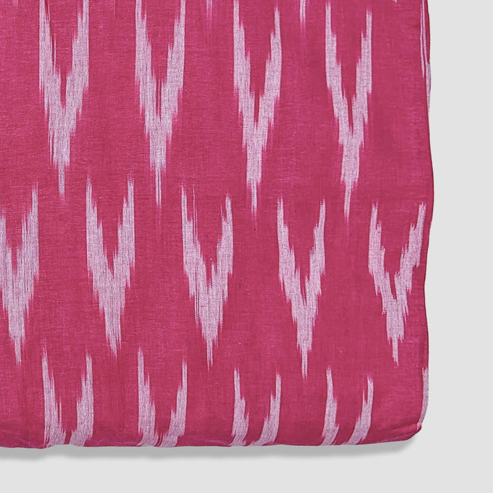 Pink Shade Ikkat Striped Unstitched Fabric