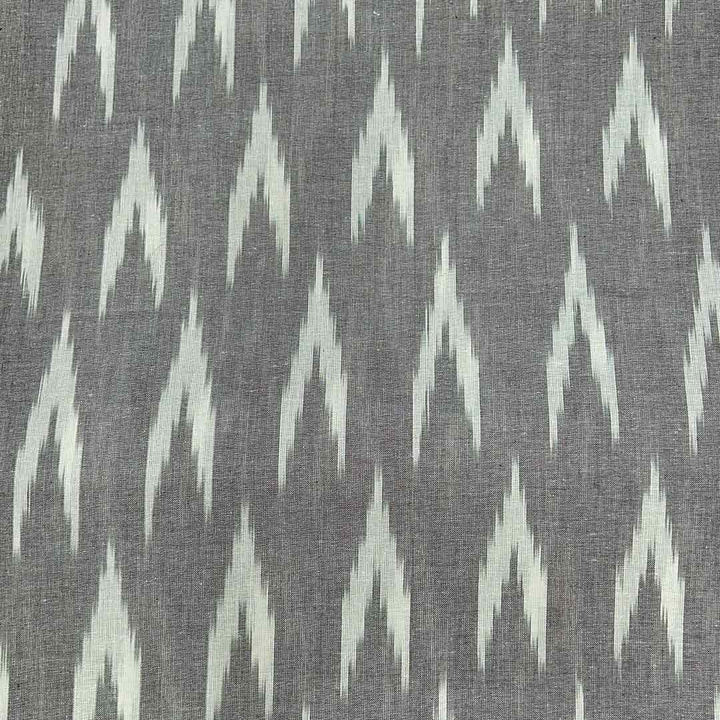Grey Shade Ikkat Striped Unstitched Fabric