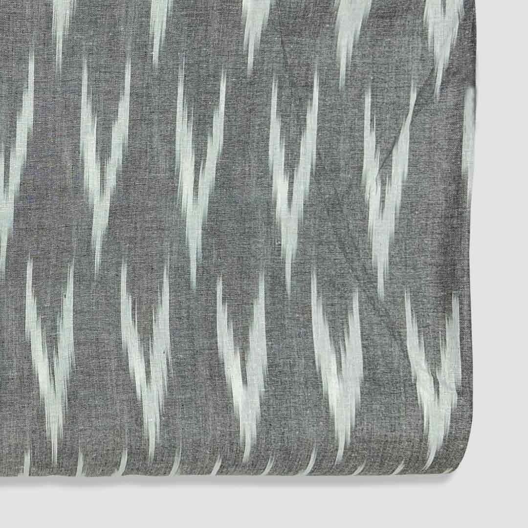 Grey Shade Ikkat Striped Unstitched Fabric
