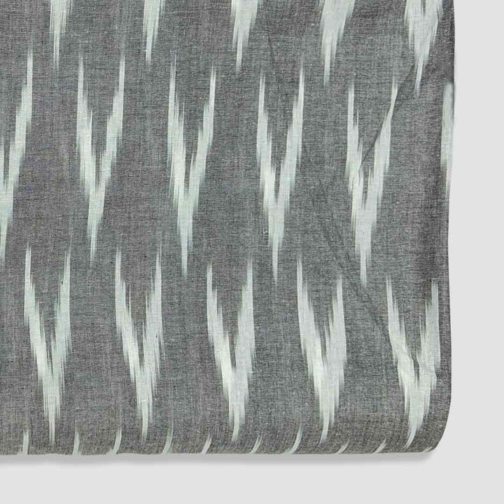 Grey Shade Ikkat Striped Unstitched Fabric