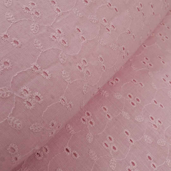 Baby Pink Shade Embroidered Cotton Heavy Hakoba Fabric