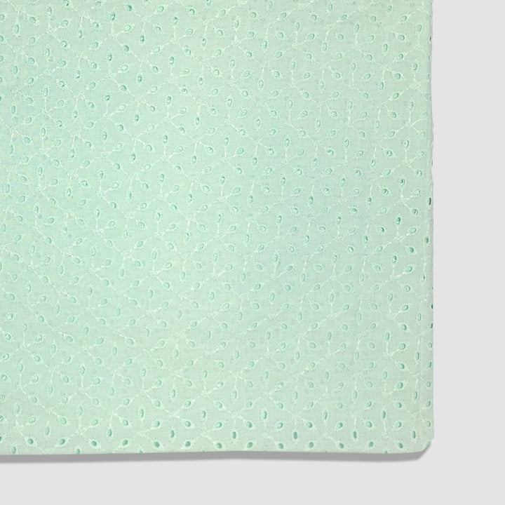 Sea Green Embroidered Cotton Hakoba Fabric