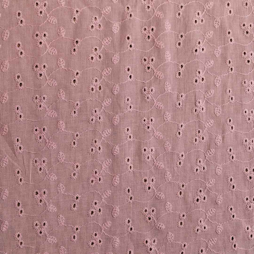 Baby Pink Shade Embroidered Cotton Heavy Hakoba Fabric