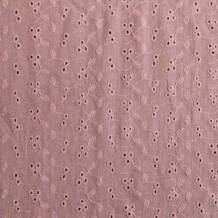 Baby Pink Shade Embroidered Cotton Heavy Hakoba Fabric