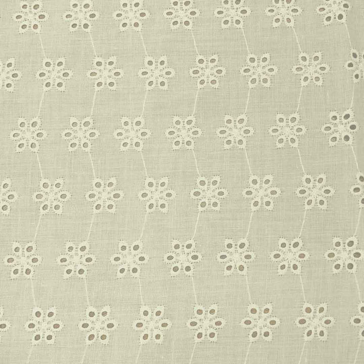 Off White Shade Embroidered Cotton Heavy Hakoba Fabric