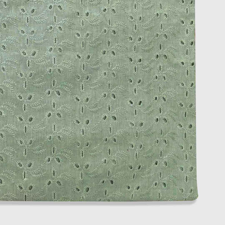 Green Shade Embroidered Cotton Heavy Hakoba Fabric