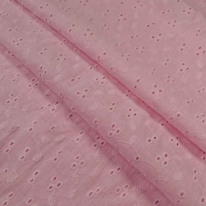 Baby Pink Shade Embroidered Cotton Heavy Hakoba Fabric