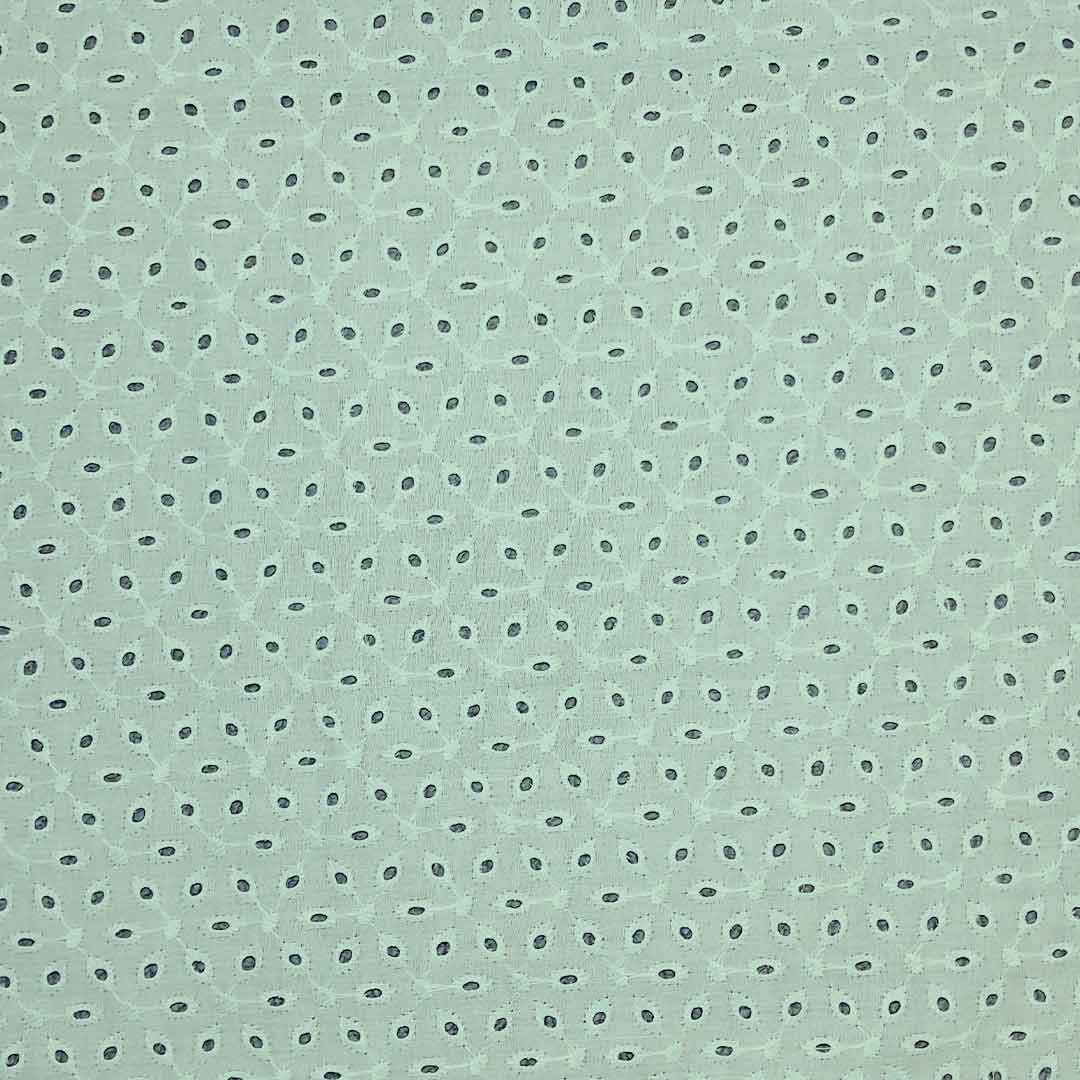 Sea Green Embroidered Cotton Hakoba Fabric