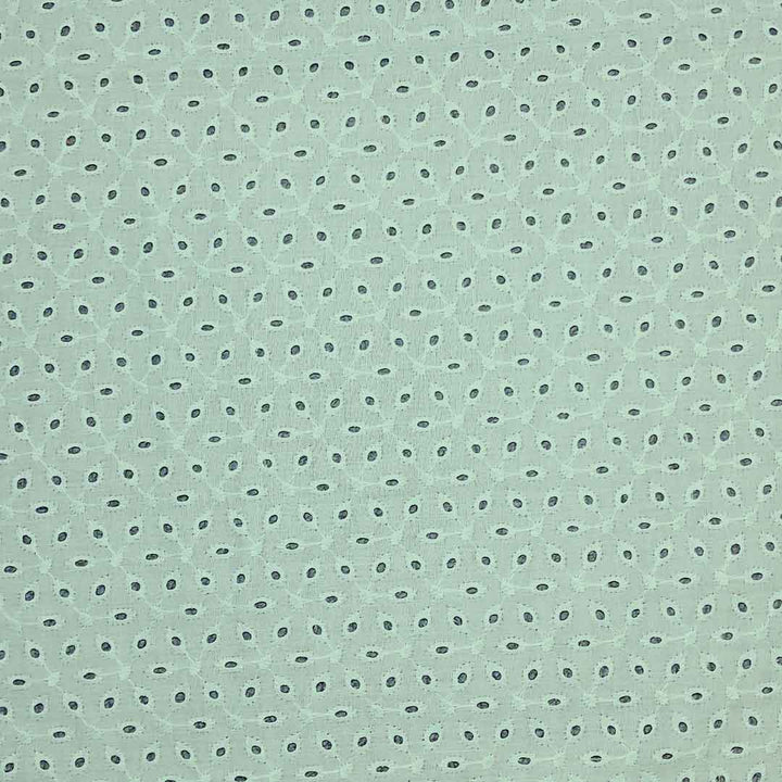 Sea Green Embroidered Cotton Hakoba Fabric