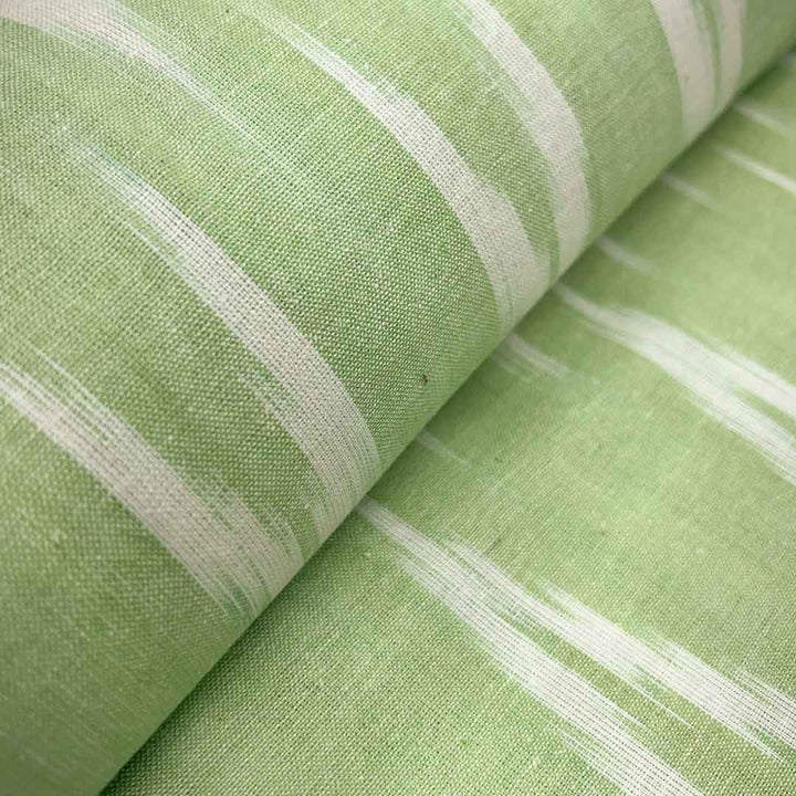 Mint Green Shade Ikkat Striped Unstitched Fabric