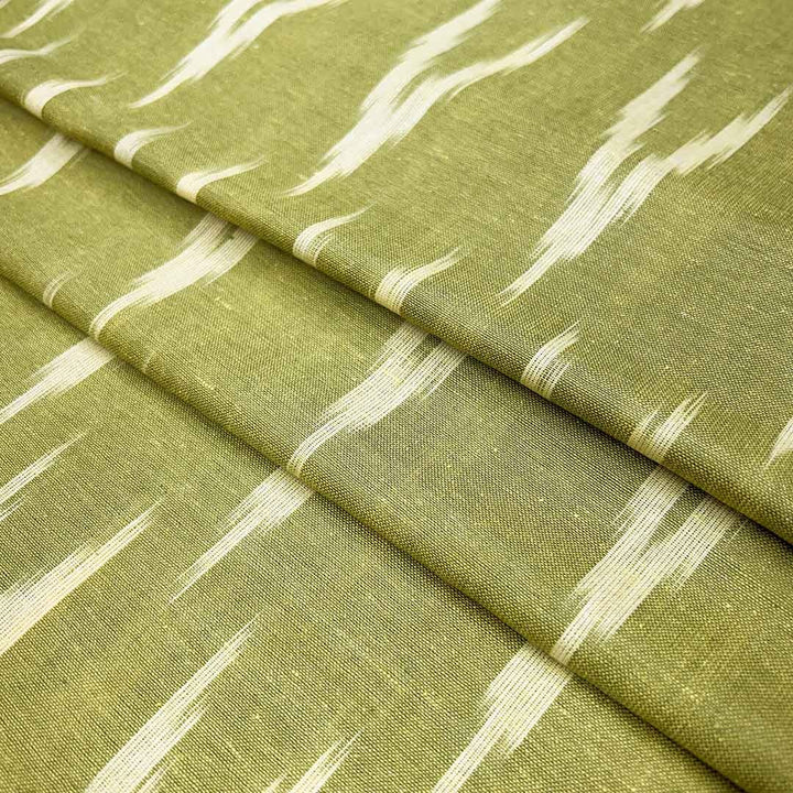 Mehandi Green Shade Ikkat Striped Unstitched Fabric