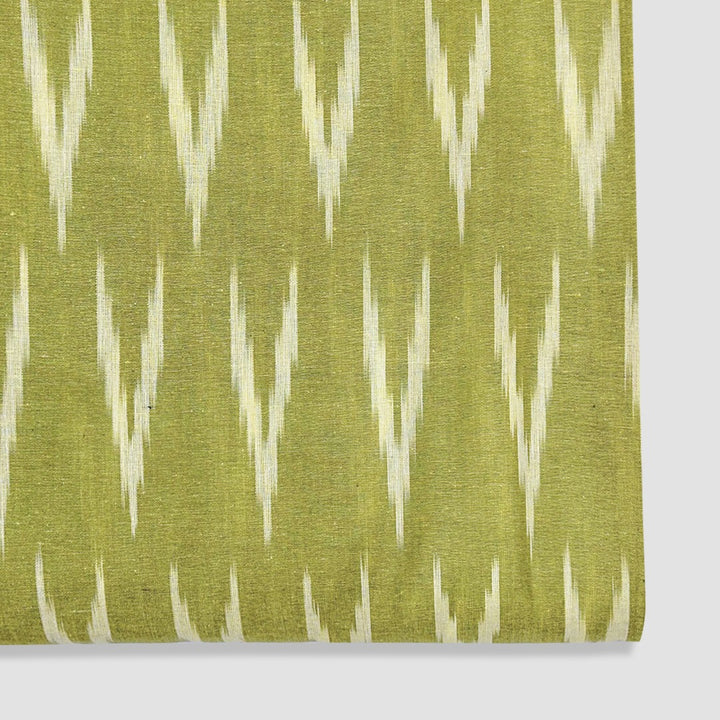 Mehandi Green Shade Ikkat Striped Unstitched Fabric