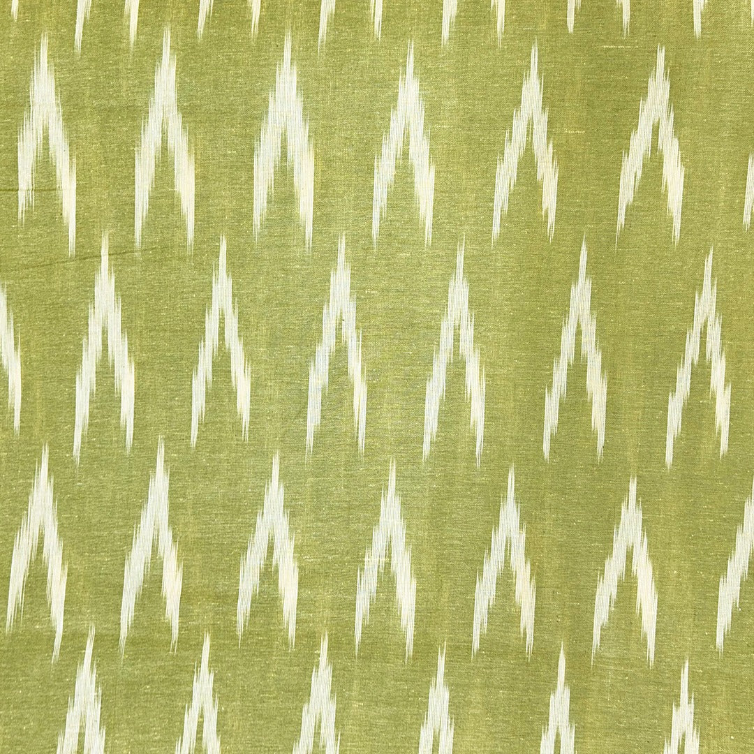 Mehandi Green Shade Ikkat Striped Unstitched Fabric