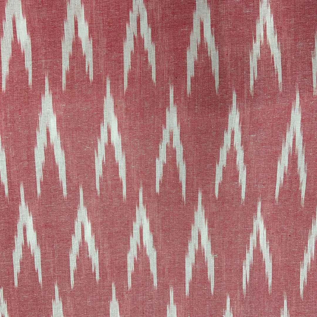 Dark Peach Shade Ikkat Striped Unstitched Fabric