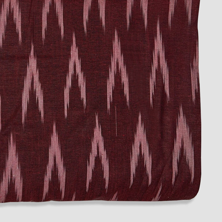 Maroon Shade Ikkat Striped Unstitched Fabric