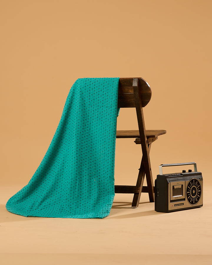 Rama Green Embroidered Cotton Hakoba Fabric