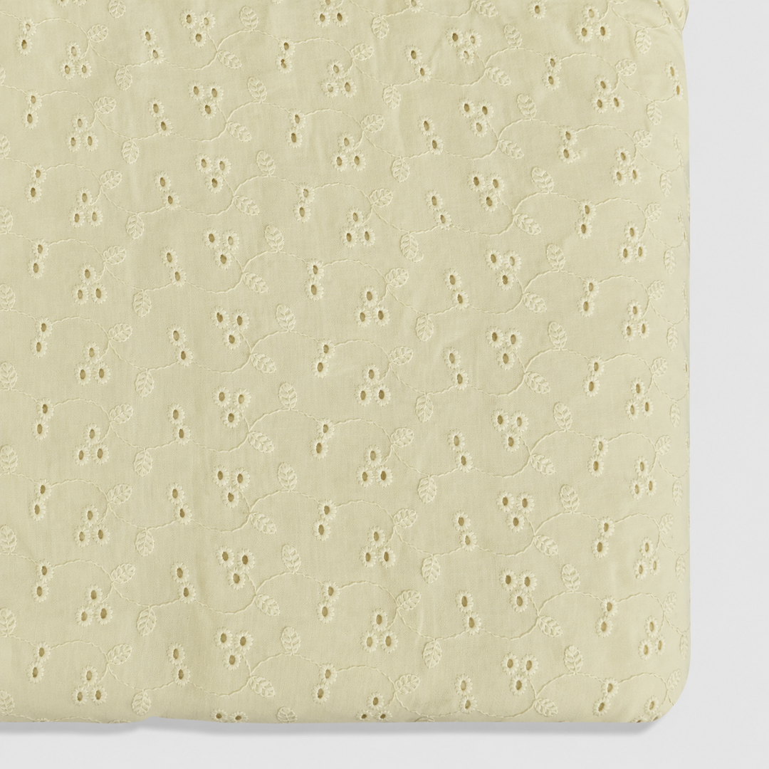 Light Yellow Embroidered Cotton Heavy Hakoba Fabric