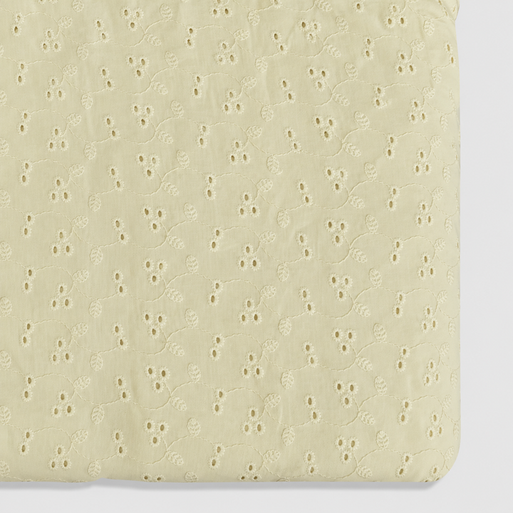 Light Yellow Embroidered Cotton Heavy Hakoba Fabric