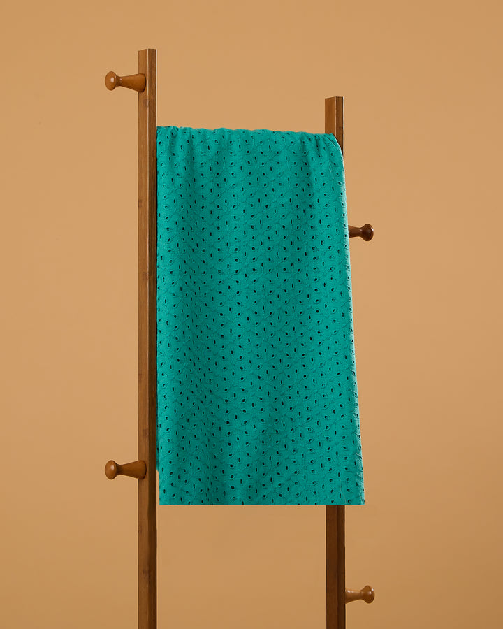 Rama Green Embroidered Cotton Hakoba Fabric