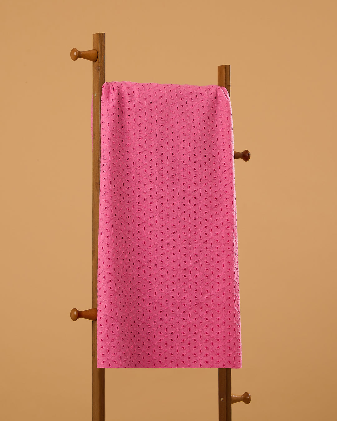 Rose Pink Embroidered Cotton Hakoba Fabric