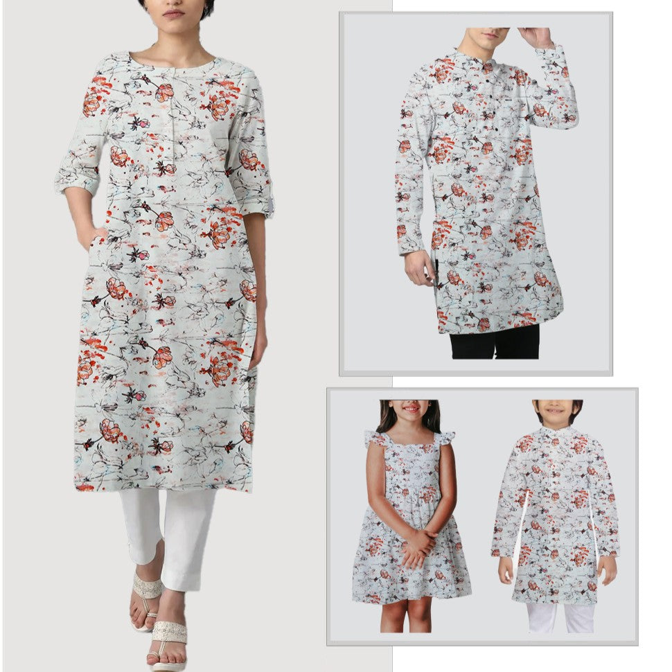 White With Red Shade Florals Printed Lycra Fabric