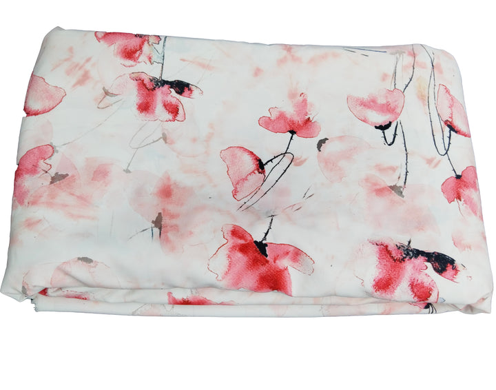 White With Pink Shade Floral Printed Lycra Fabric