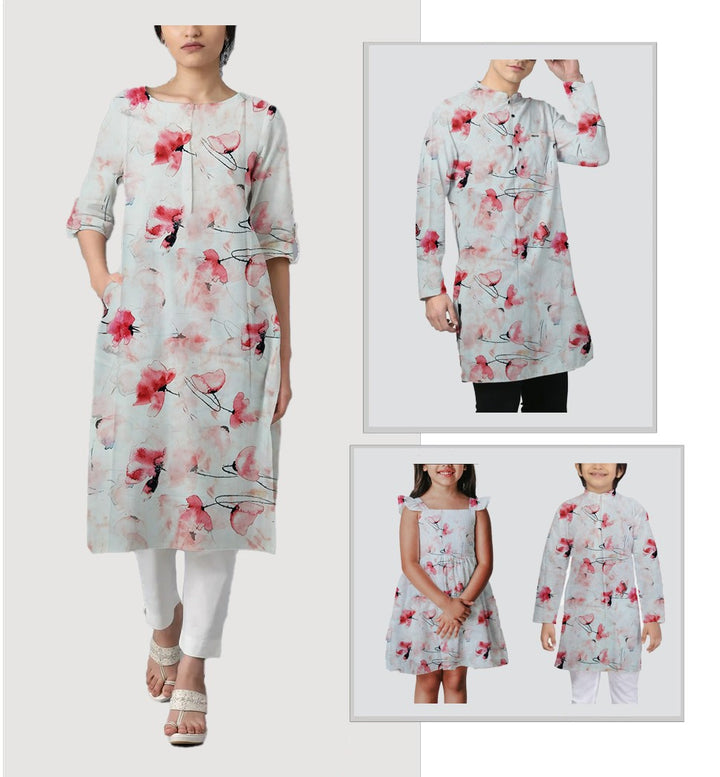 White With Pink Shade Floral Printed Lycra Fabric