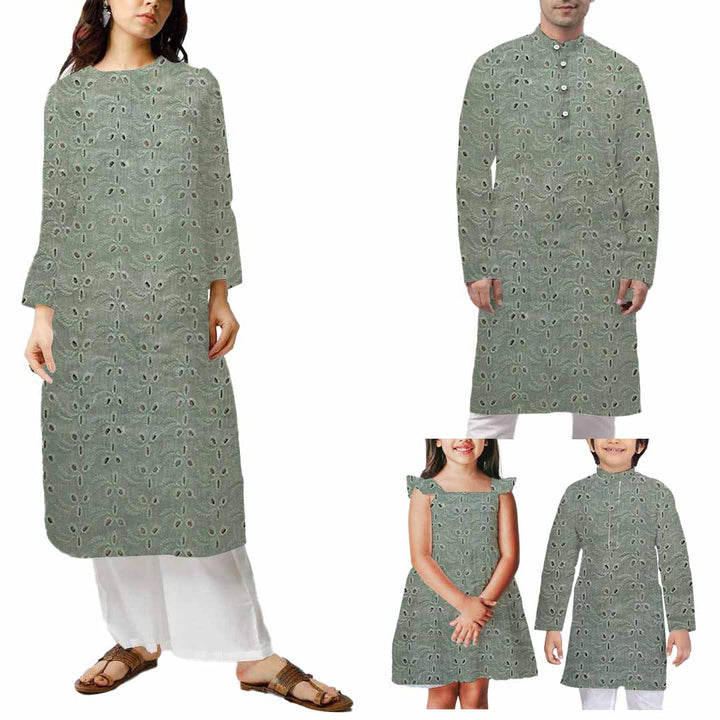 Green Shade Embroidered Cotton Heavy Hakoba Fabric