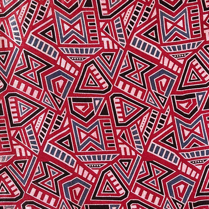 Maroon Geometric Patola Printed Ajrakh Mashru Silk Fabric
