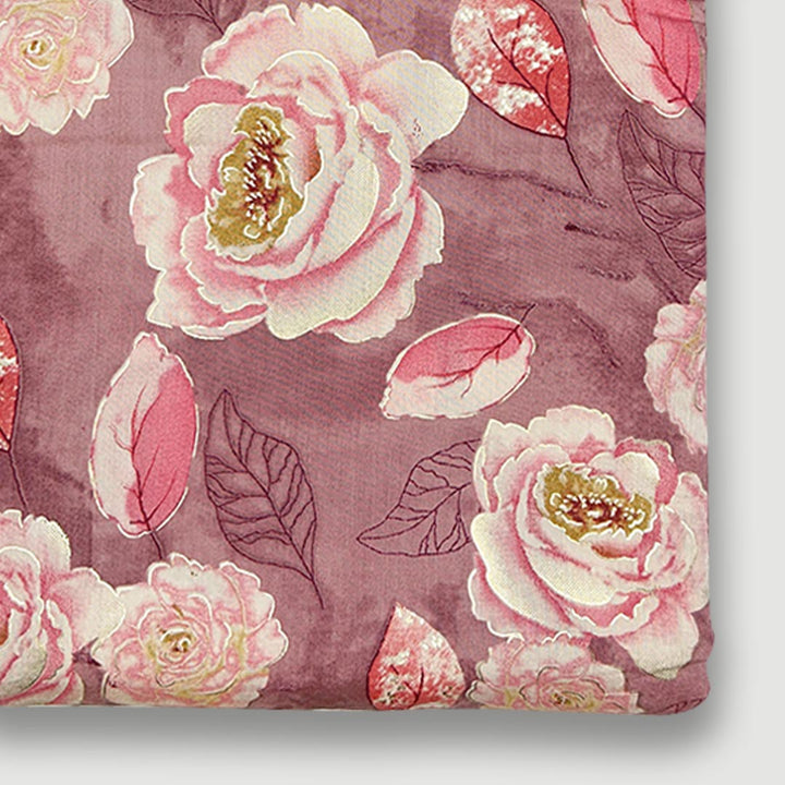 Pink With Multi Shades Florals Printed Chanderi Foil Print Fabric