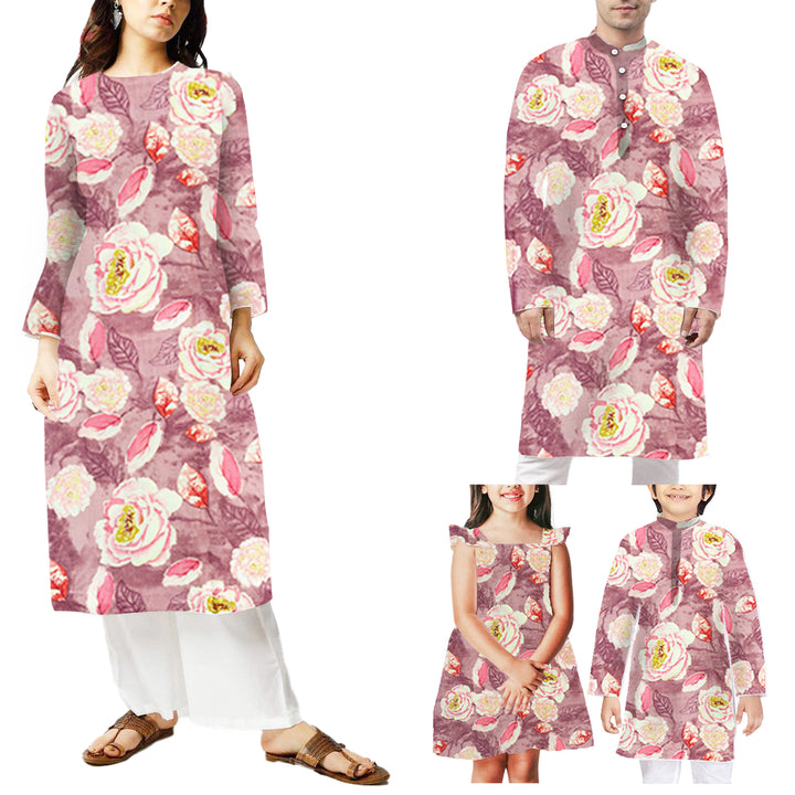 Pink With Multi Shades Florals Printed Chanderi Foil Print Fabric