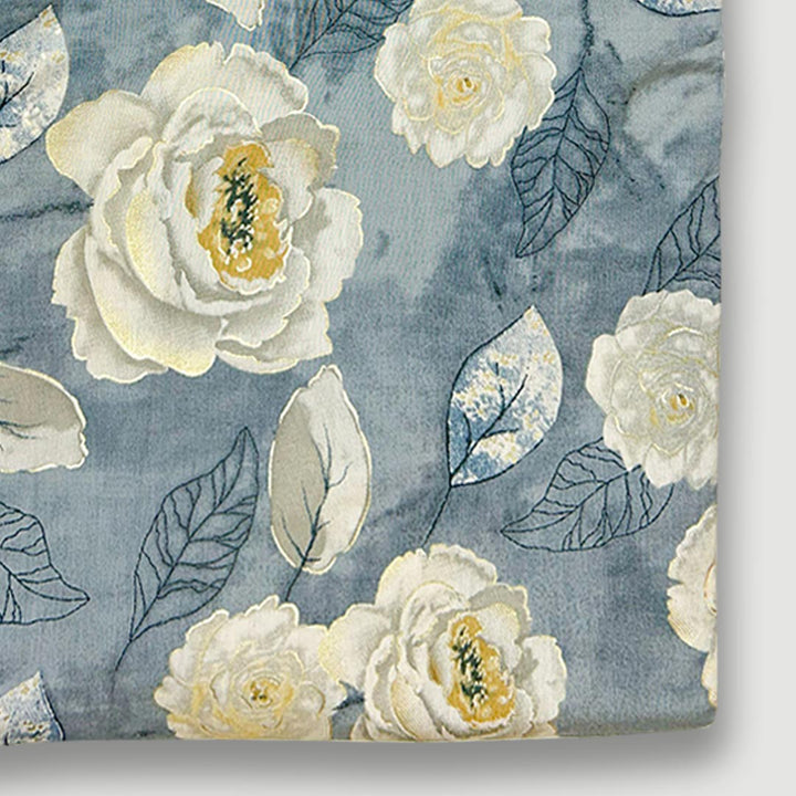 Grey With Multi Shades Florals Printed Chanderi Foil Print Fabric