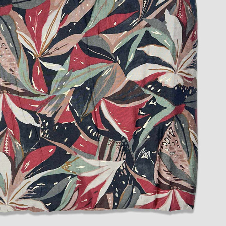 Red With Multi Shades Florals Printed Chanderi Foil Print Fabric