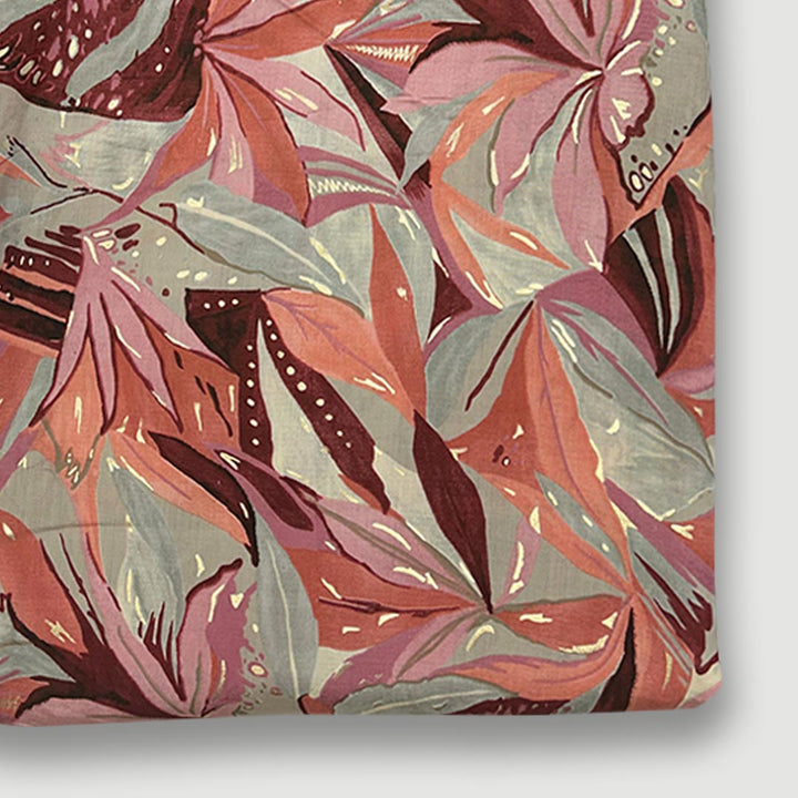 Dusty Pink With Multi Shades Florals Printed Chanderi Foil Print Fabric