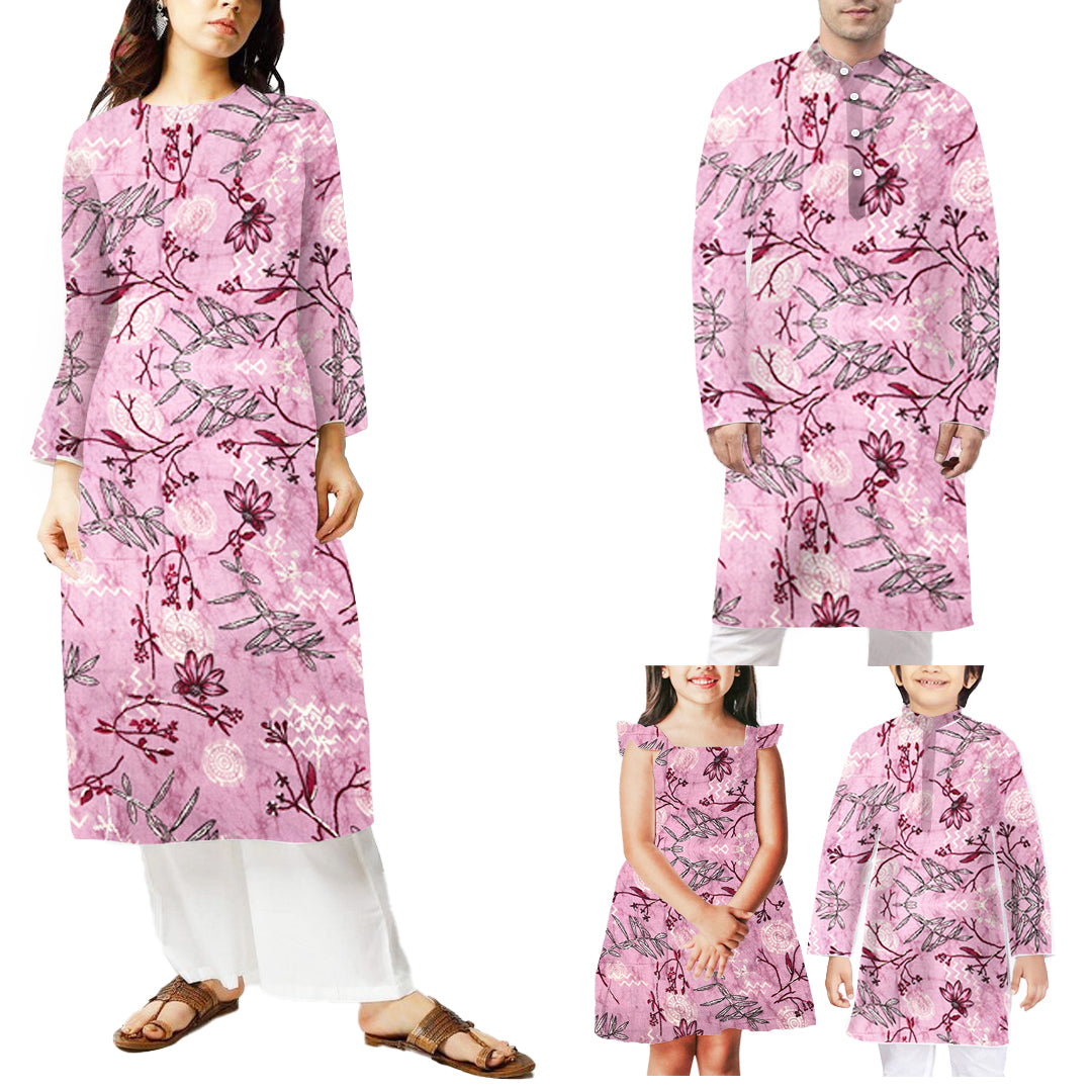 Light Baby Pink Florals Printed Modal Chanderi Foil Print Fabric