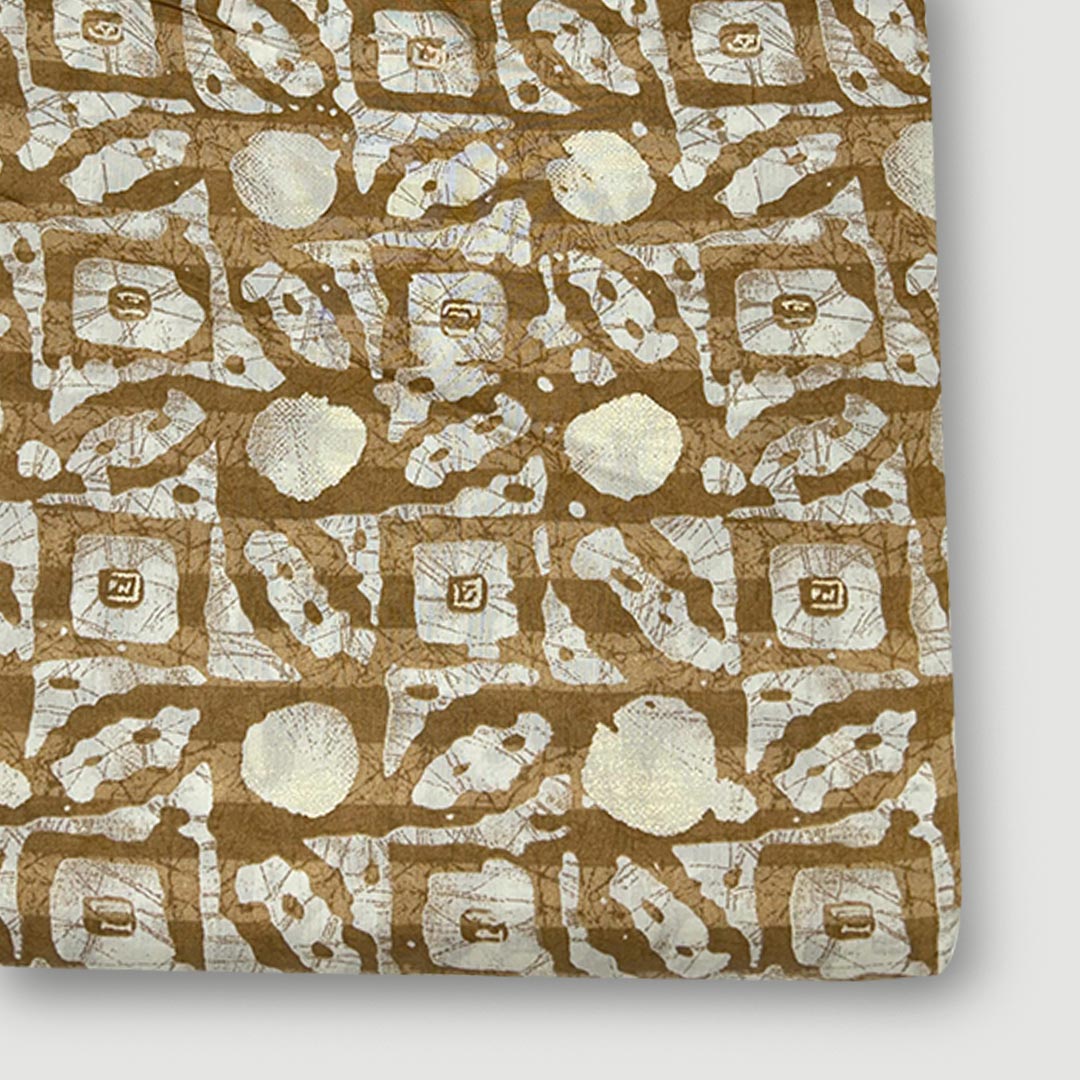 Yellow Golden Geometric Printed Chanderi Foil Print Fabric
