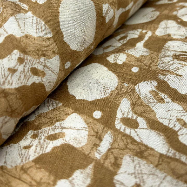 Yellow Golden Geometric Printed Chanderi Foil Print Fabric