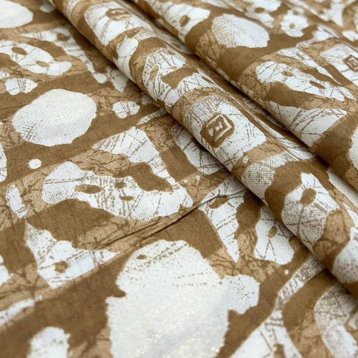 Yellow Golden Geometric Printed Chanderi Foil Print Fabric