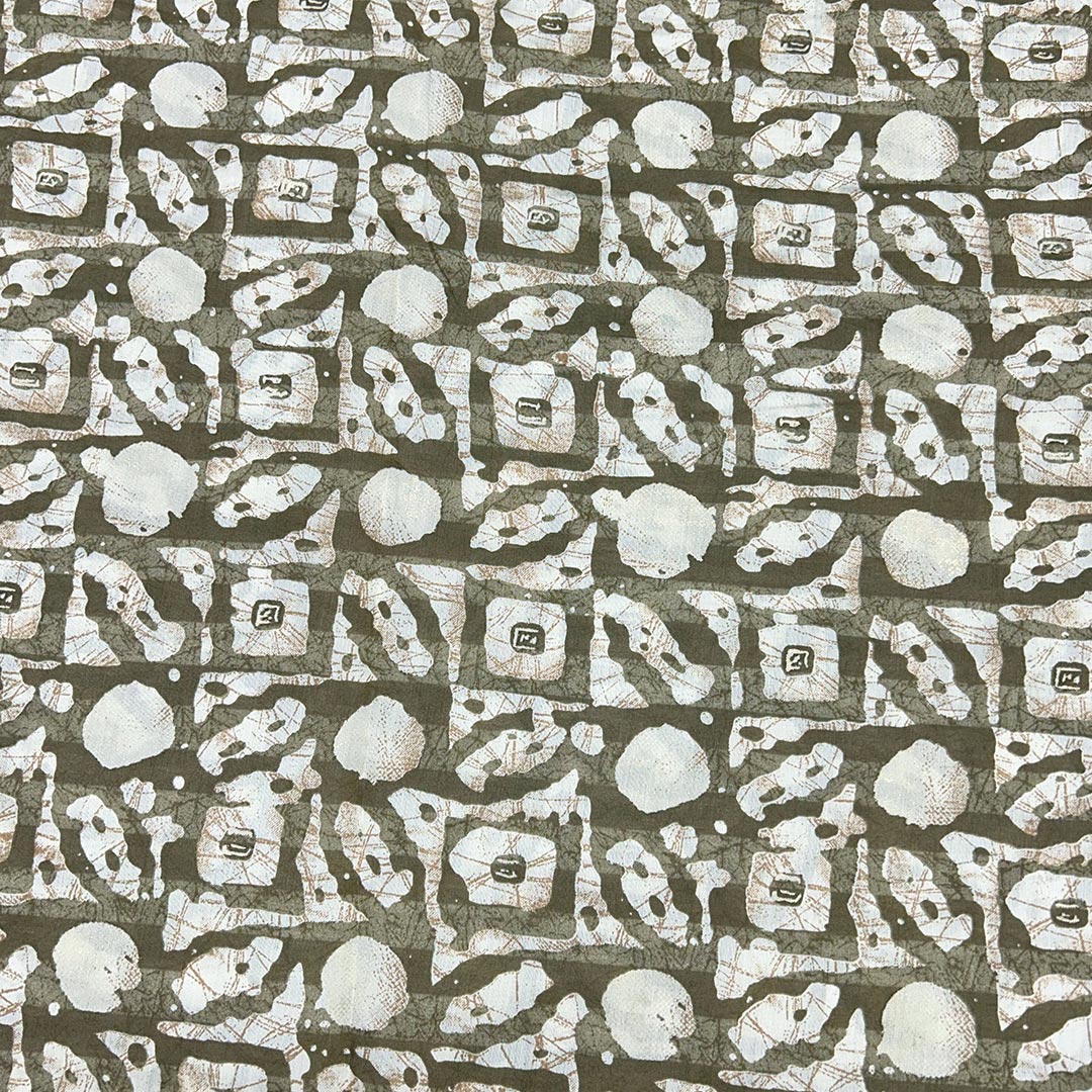 Mehandi Green Geometric Printed Chanderi Foil Print Fabric