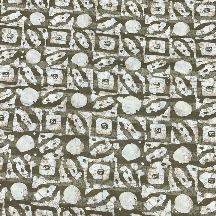 Mehandi Green Geometric Printed Chanderi Foil Print Fabric