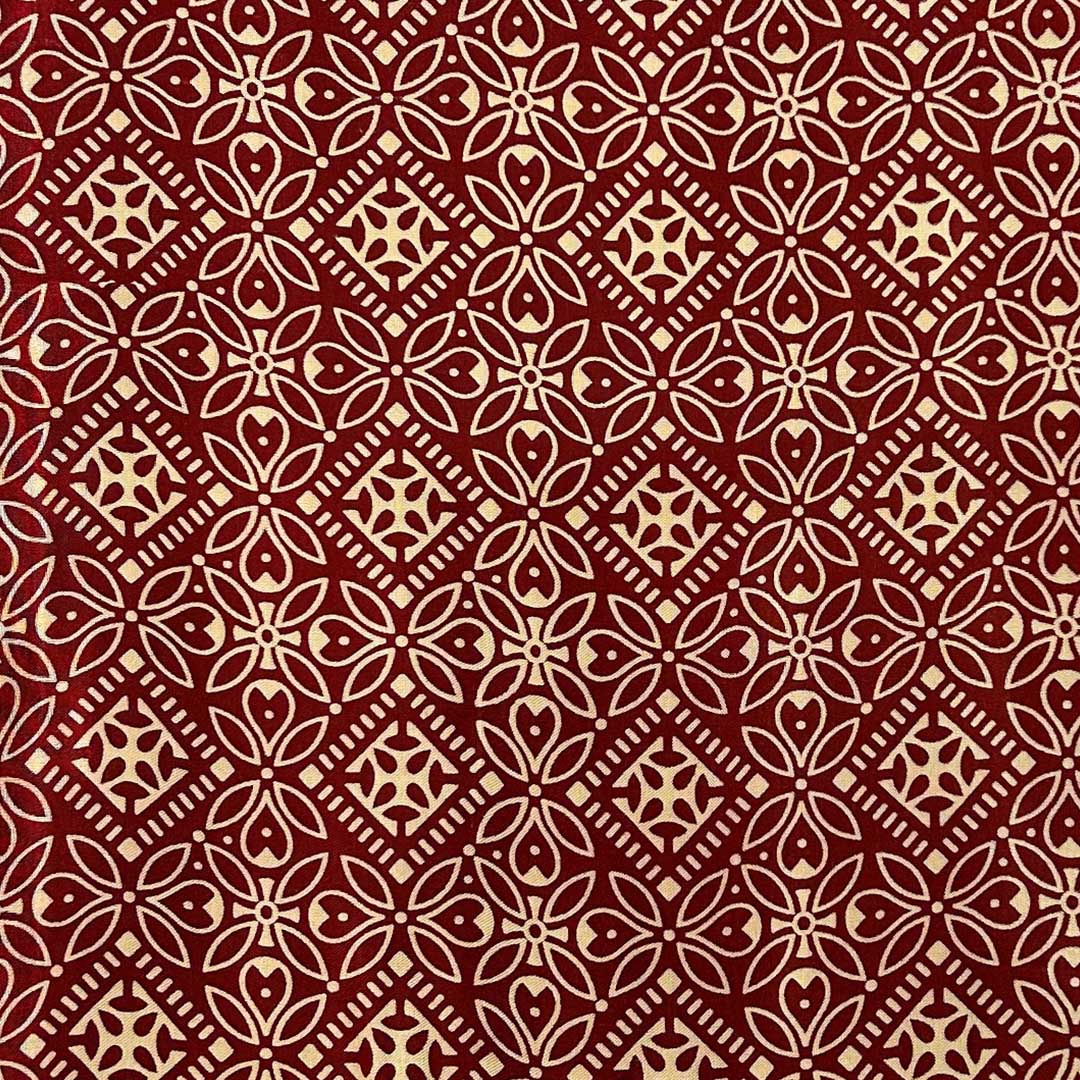 Maroon With Cream Patola Printed Mashru Silk Fabric