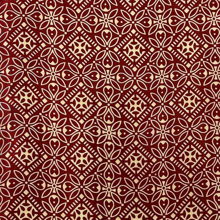 Maroon With Cream Patola Printed Mashru Silk Fabric