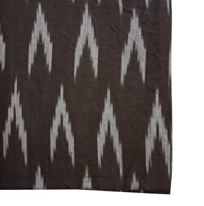 Dark Brown Shade Ikkat Striped Unstitched Fabric