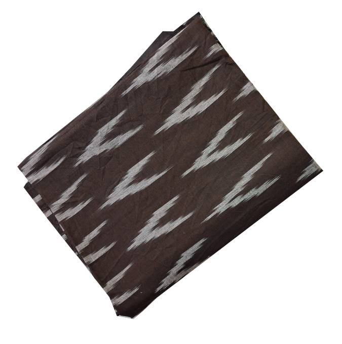 Dark Brown Shade Ikkat Striped Unstitched Fabric